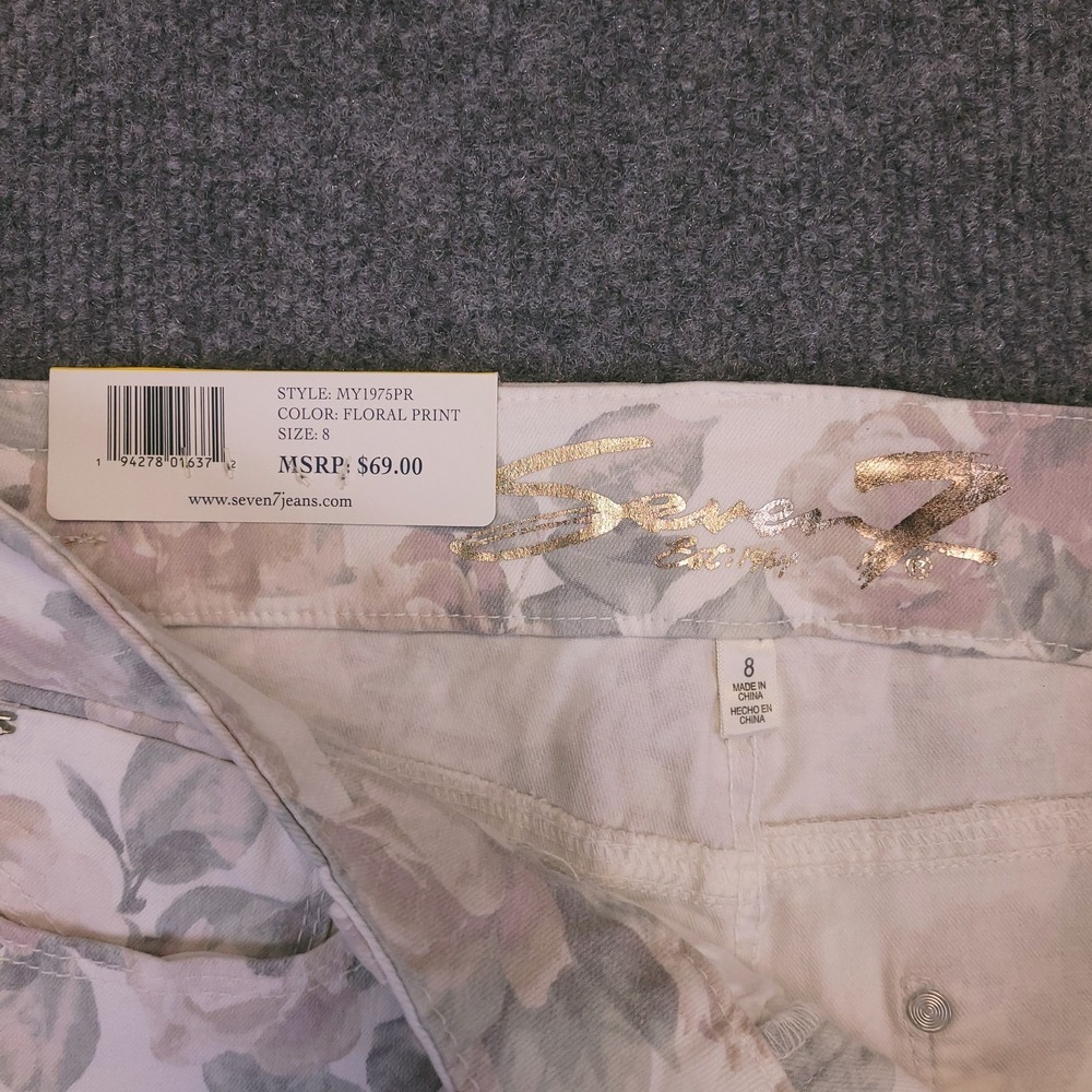 NWT Seven7 Jeans Women Sz 8 (30x30) Tummyless High Rise Skinny Floral‎ MSRP 69 - Picture 6 of 16